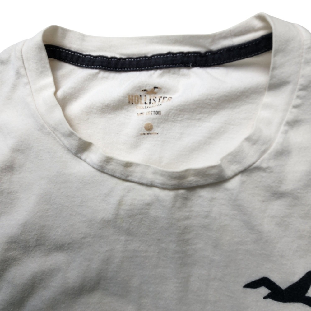 Hollister Mens Long Sleeve Graphic Tee Cream Pine Forest Landscape Print Large - Picture 7 of 7